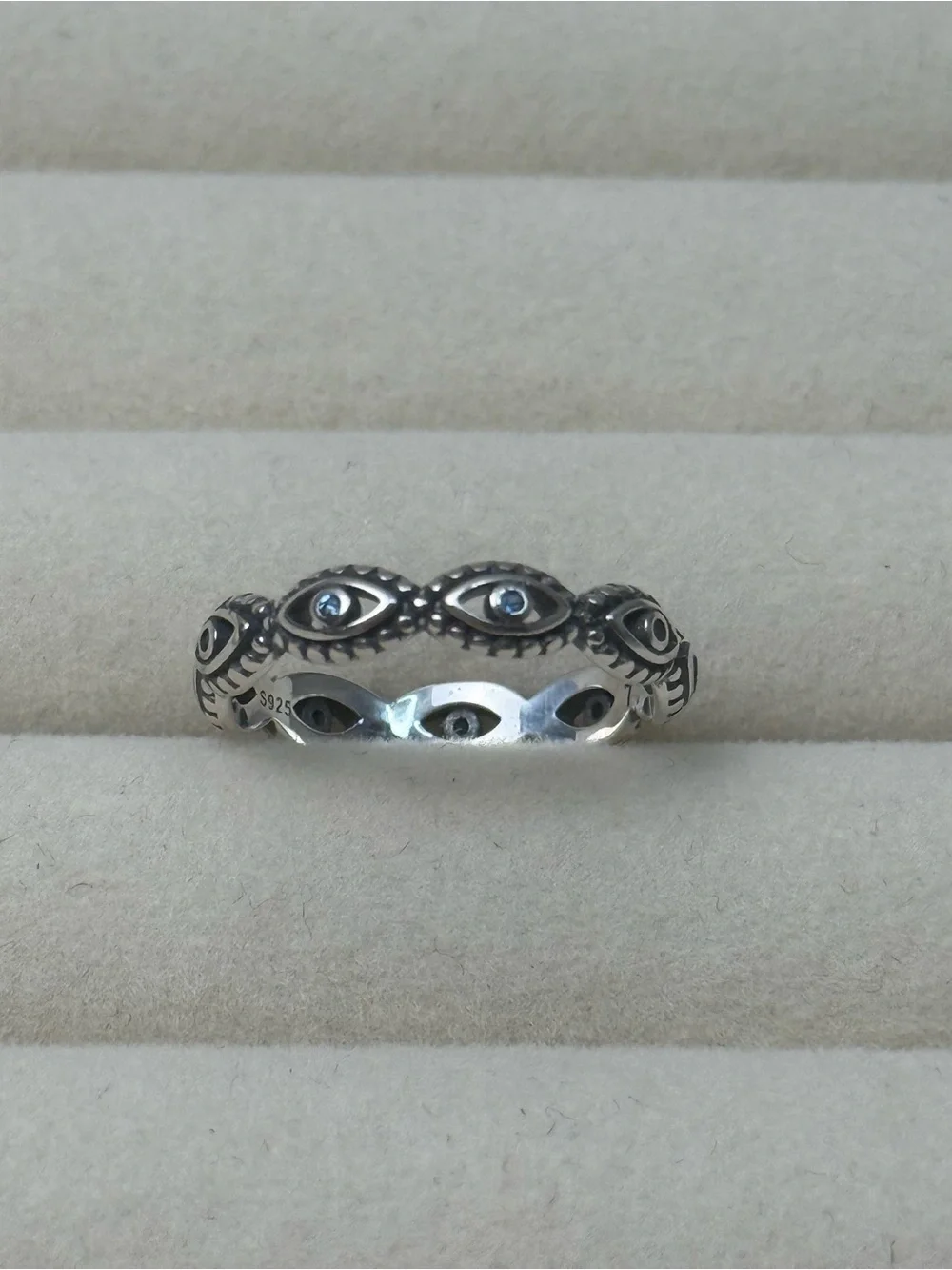 925 Sterling Silver Evil Eye Stackable Ring - Size 8